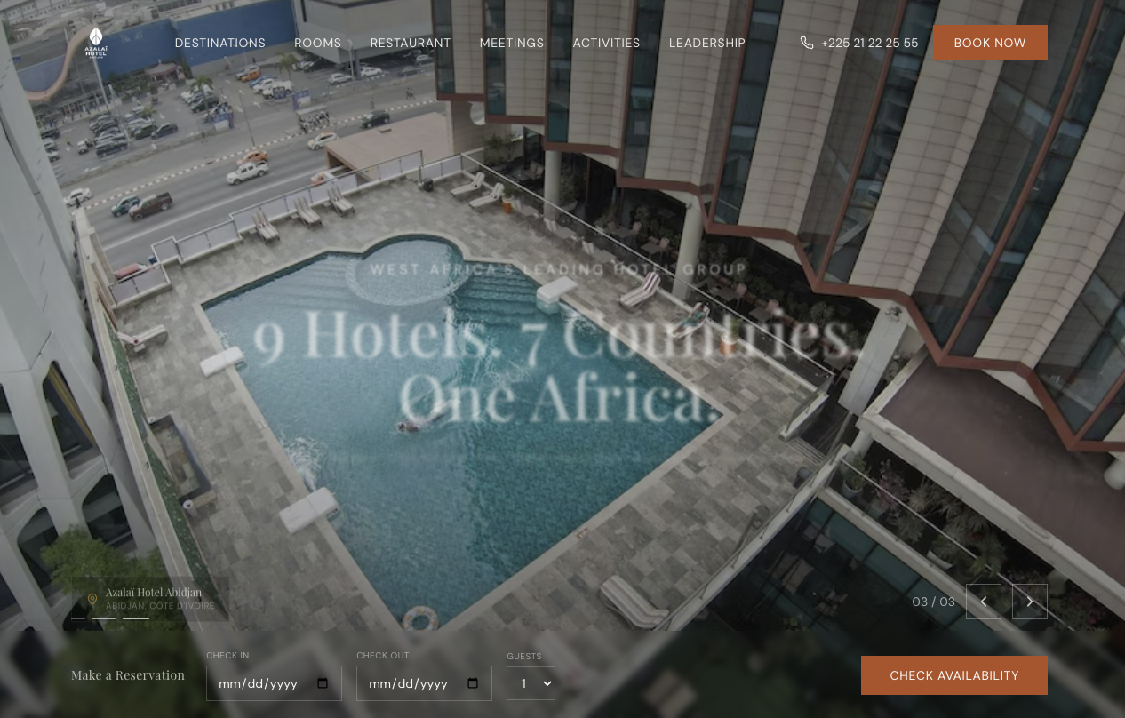 Property hero — cinematic full-bleed slider with reservation bar.